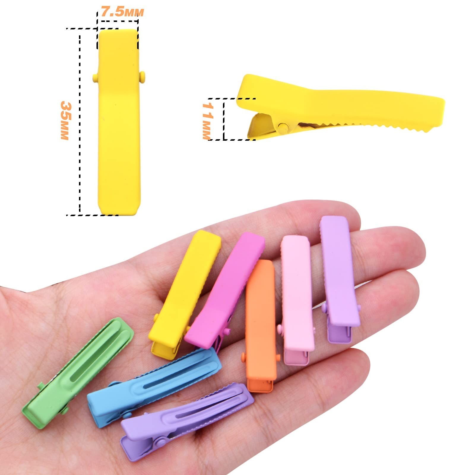50pcs Colorful Alligator Duckbill Hair Clips Alloy Double Prong Curl Clips Se…
