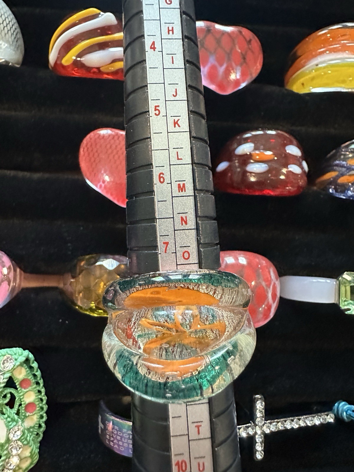 Lot #1: Mixed Sized Rings, 15 Glass style + 5 other types