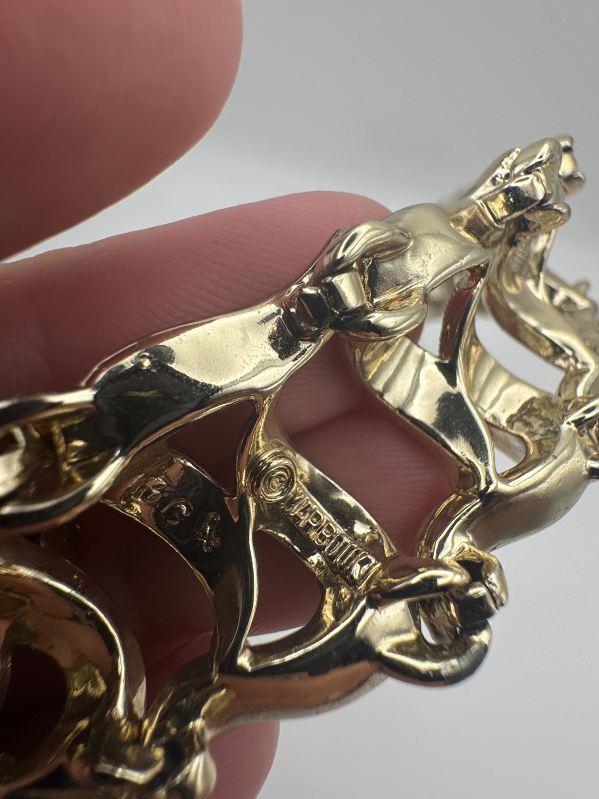 Vintage Marcel Boucher Bracelet Marboux Gold Tone Rhinestone Ribbon Numbered