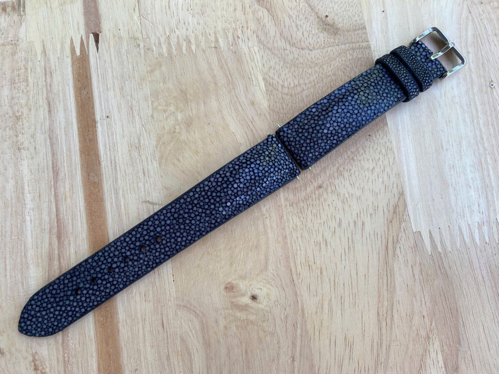Black Stingray Leather Watch Strap Band, 18mm 20mm 21mm 22mm 24mm 26mm.