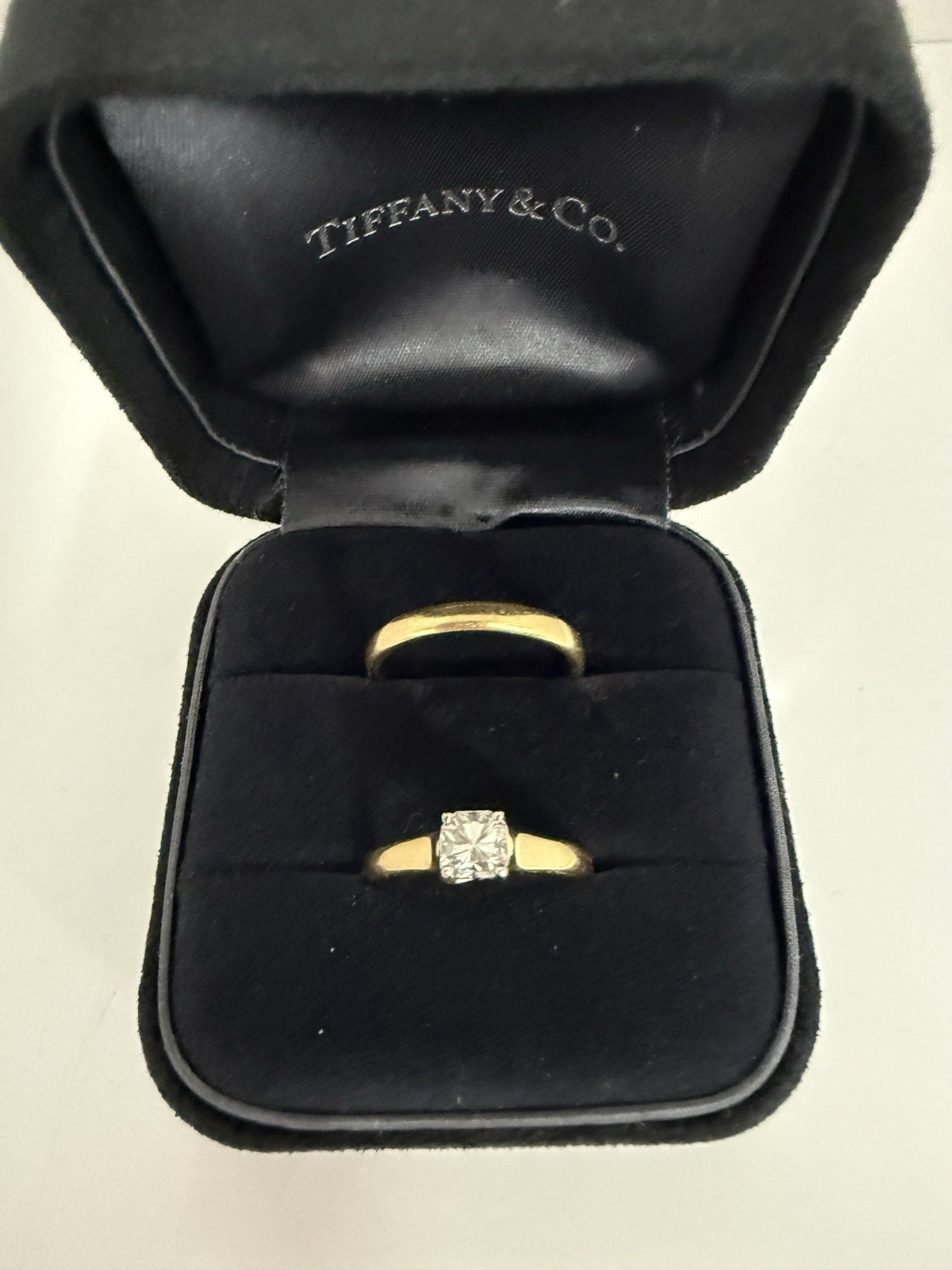 Tiffany & Co Lucida Diamond Ring .61 Carat F VVS1 Set In 18ky Gold W Band