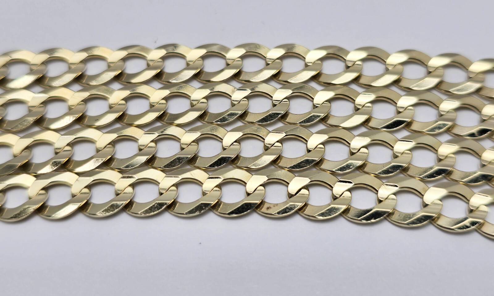 Unique 10K Karat Solid Yellow Gold Flat Curb Link Chain Necklace – 22.50″ Length
