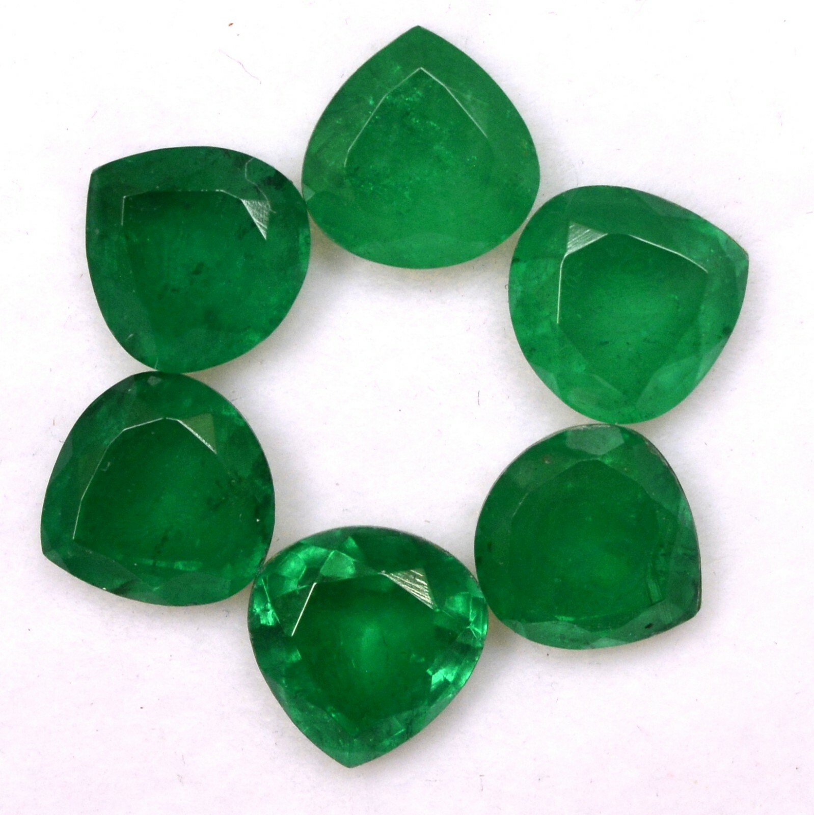 15.56 Cts Emerald Color Doublet Quartz Pear Cut 9×9 mm Lot 06 Pcs Loose Gemstone