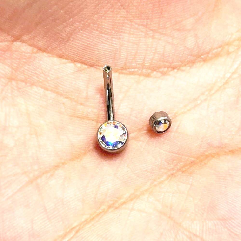 STERILIZE WEIGHTLESS Titanium Most Beautiful Bezel AB Swarovski TINY VCH Barbell