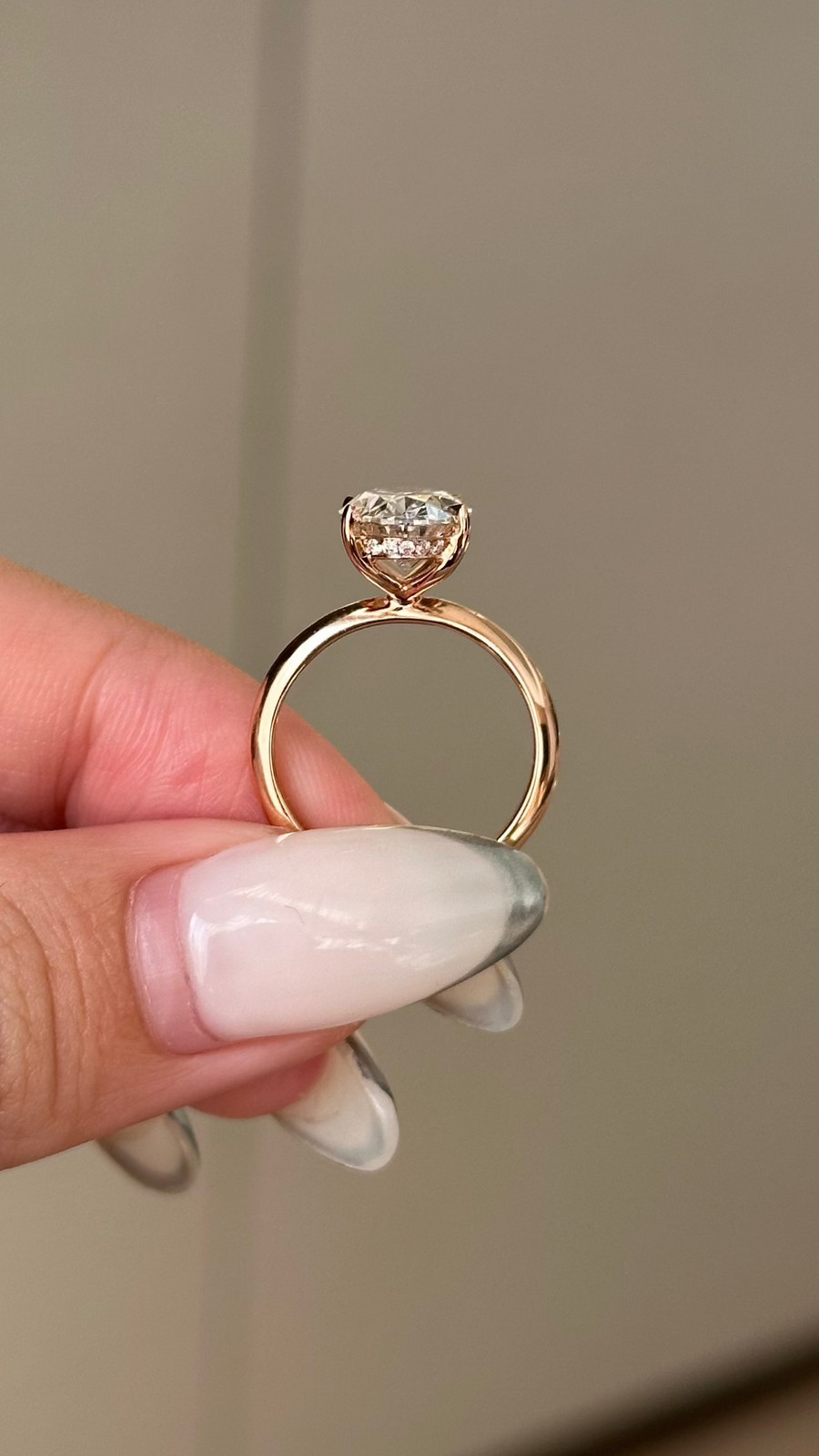 2.5ct Oval Lab Grown Diamond Cut With Knife Edge Hidden Halo 18k Engagement Ring