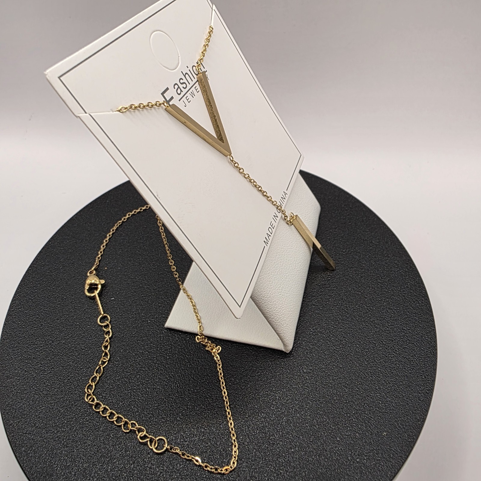 Stainless Steel Copper Plated 16″Necklace w/85mm Y Pendant