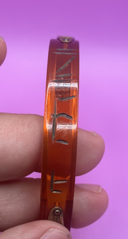 Vintage Plastic Resin Egyptian Theme Bangle Bracelet