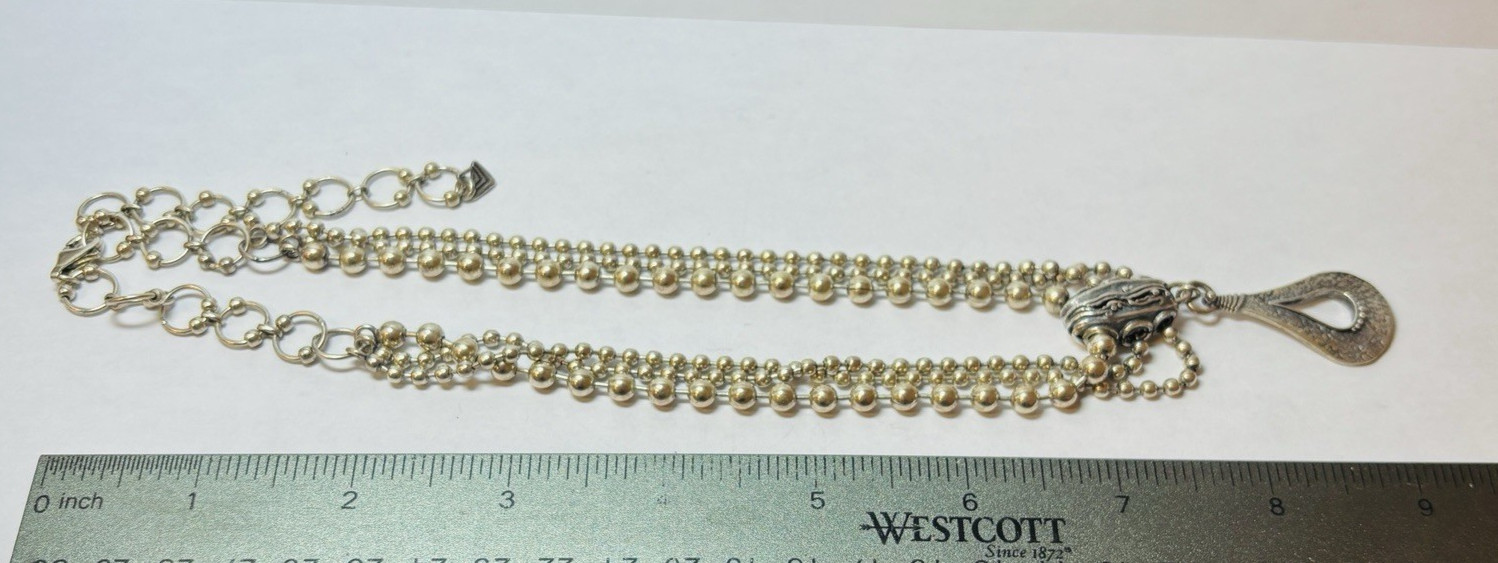 Silpada Sterling 925 Silver Multi Strand Beaded Necklace 15 in
