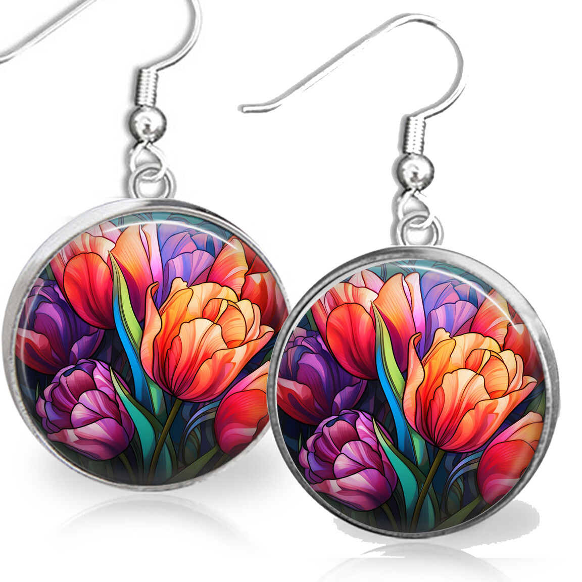 Tulip Earrings April Birthday Gift Watercolor Art Birth Month Flower Gifts