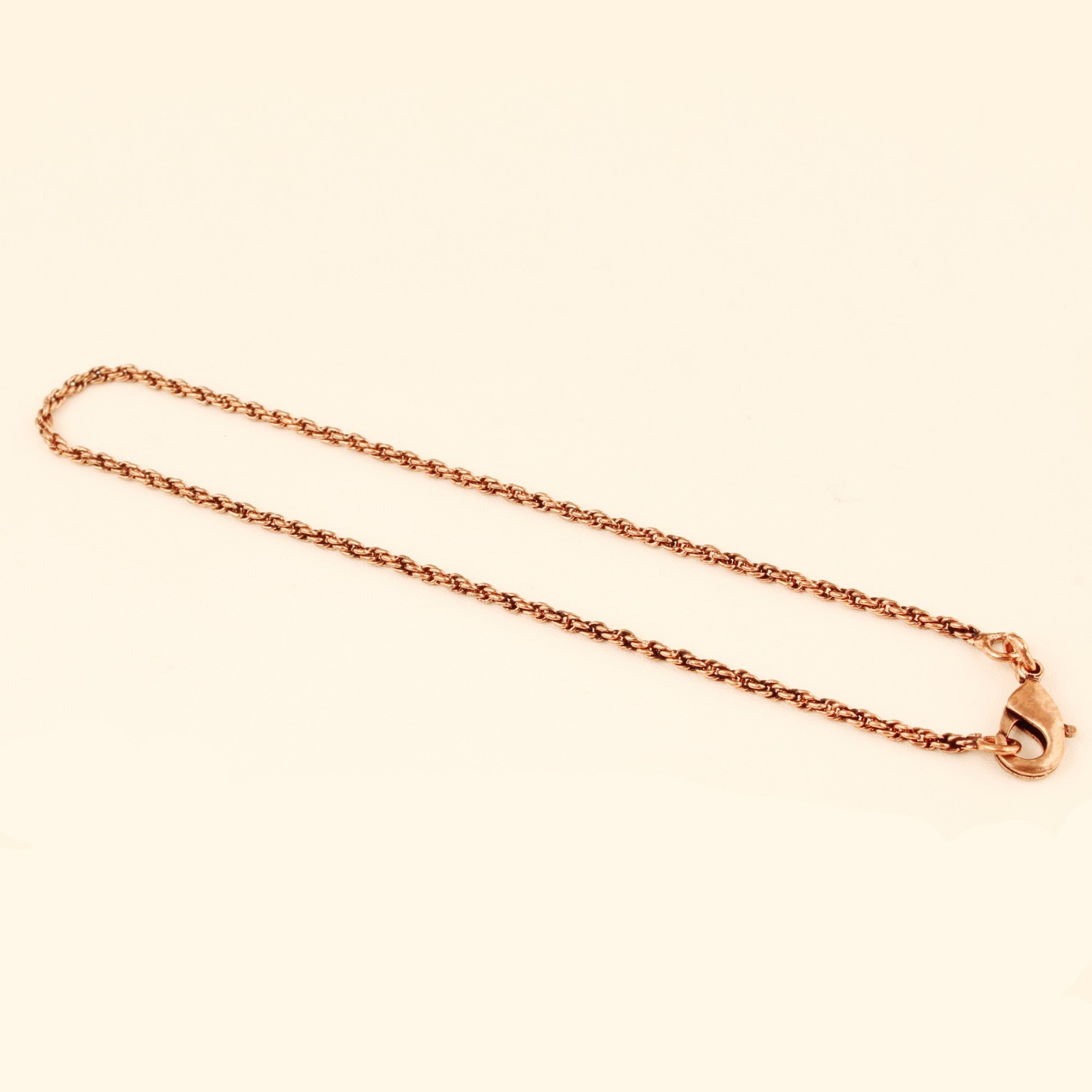 Pure Copper Wheat Chain Anklet for Women Handmade Minimalist Lobster Clasp