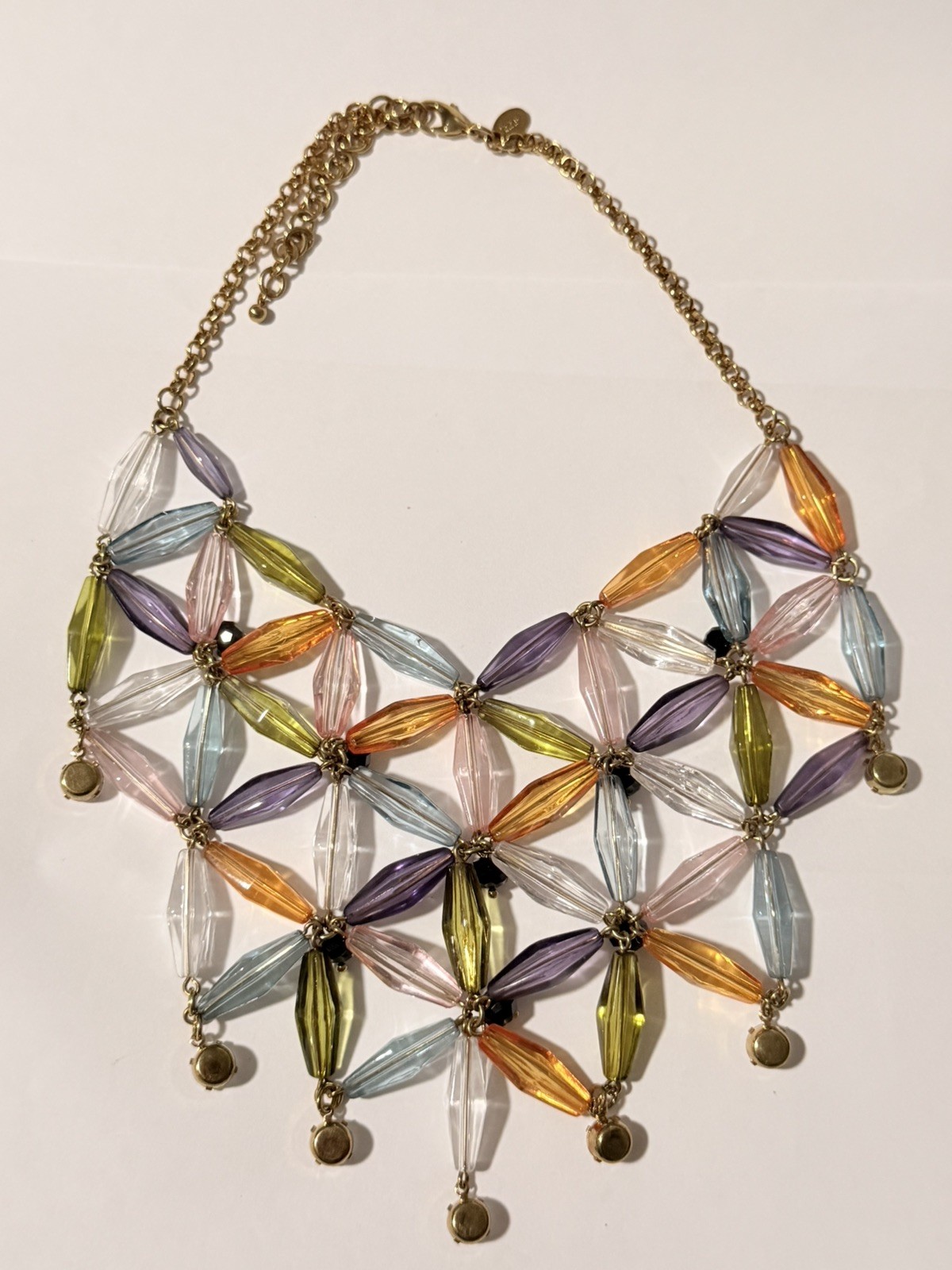 Joan Rivers Rare Geometric Lucite Rhinestone Bib Collar Statement Necklace
