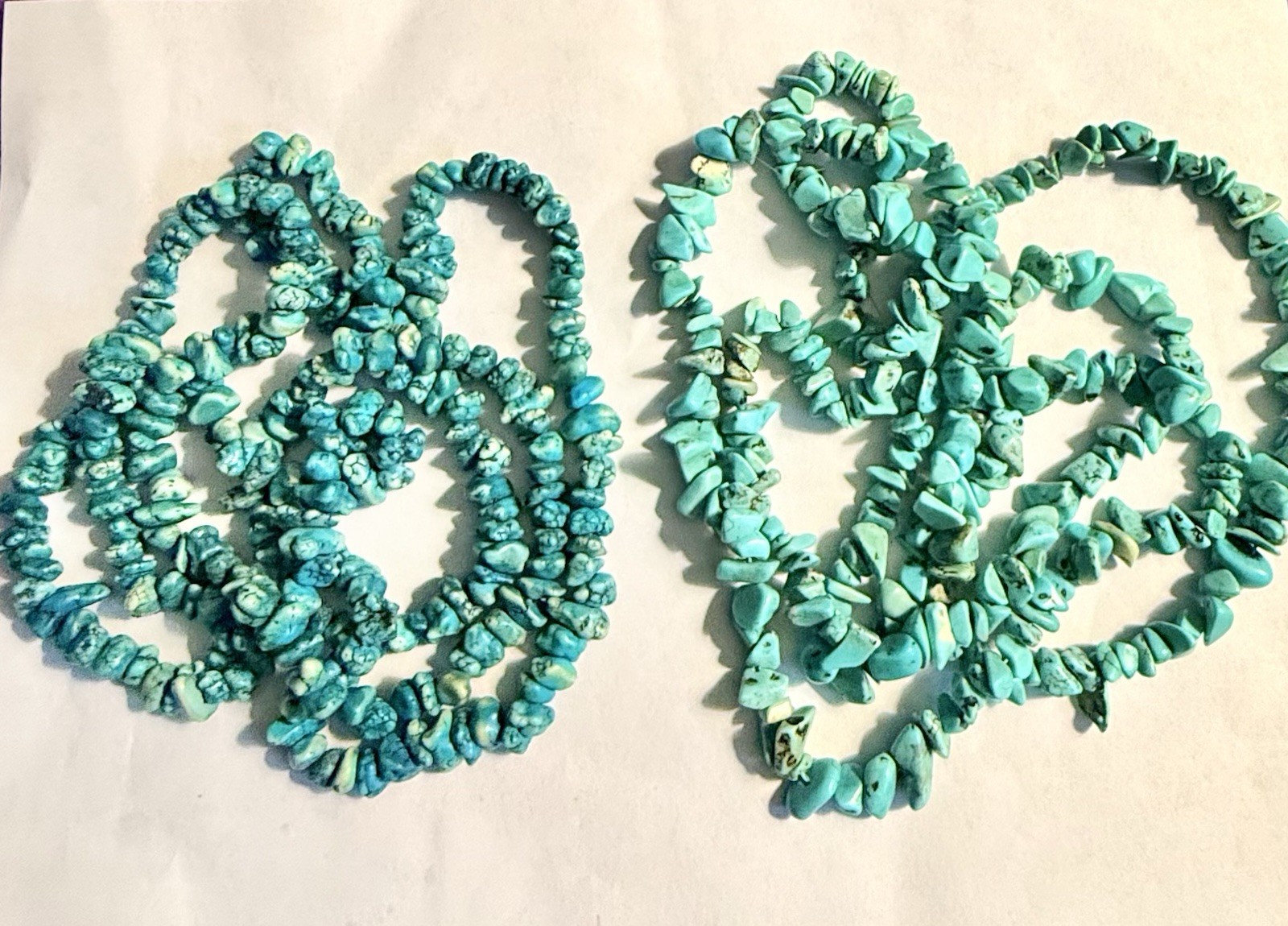 Two Vintage Southwestern Turquoise Chip Necklaces 35” & 40” 114g