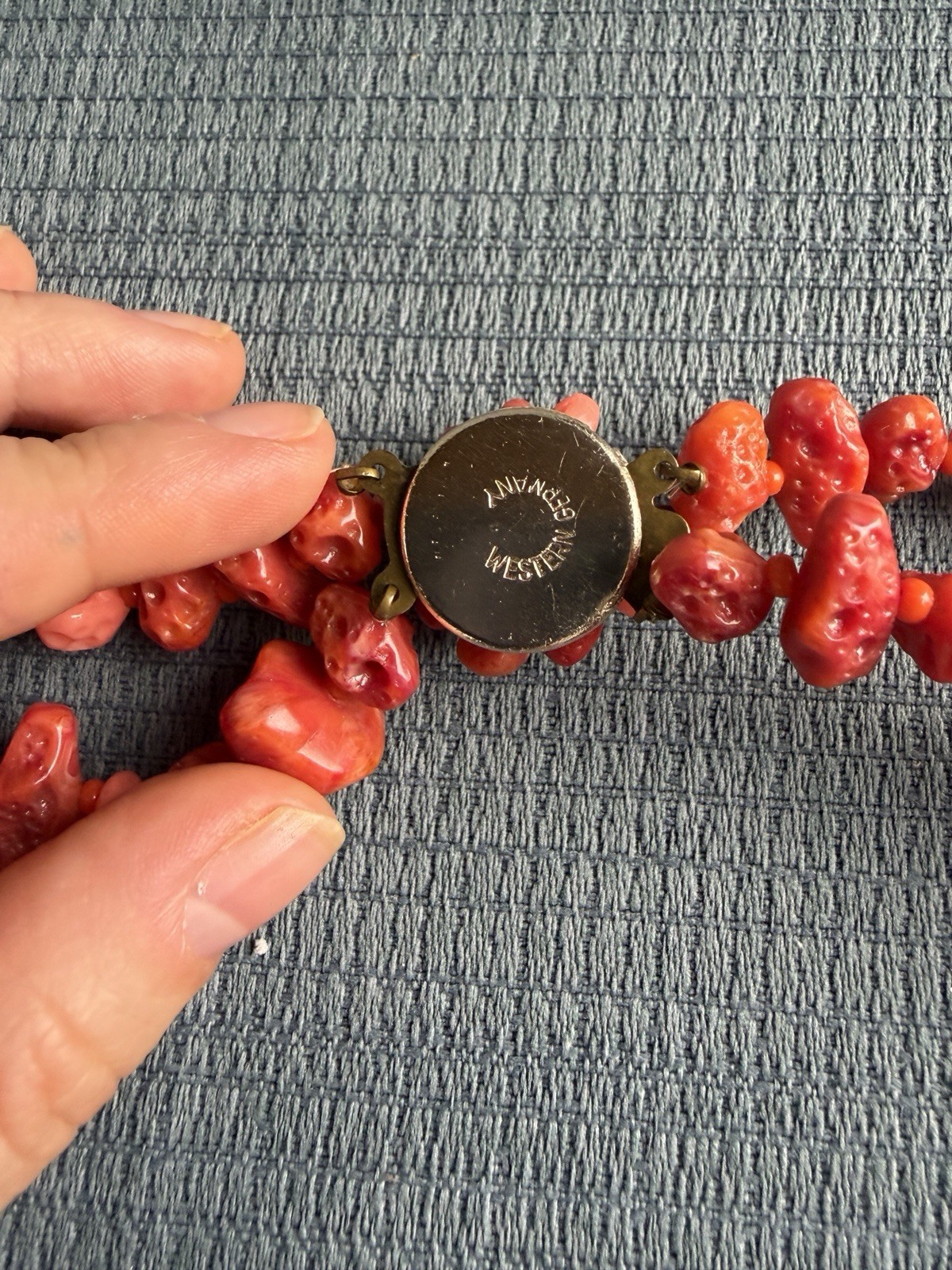 Vintage Western Germany Double Strand Simulated Coral Necklace