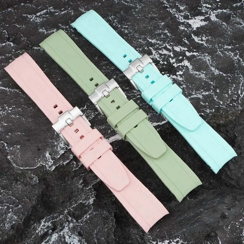 Curved End Rubber Strap 18/19/20/21/22mm Universal Silicone Watch Band Soft Spor