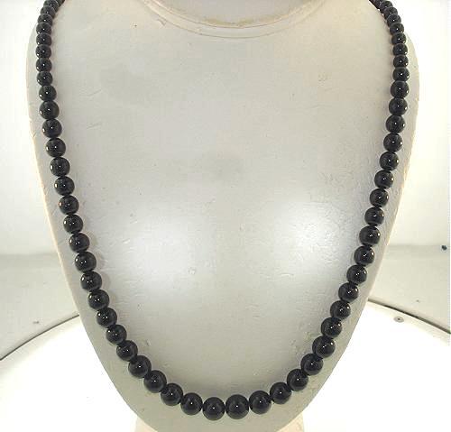 5-10MM GRADUATED ONE-STRAND ROUND GENUINE BLACK CORAL BALL BEAD NECKLACE 24″ #1