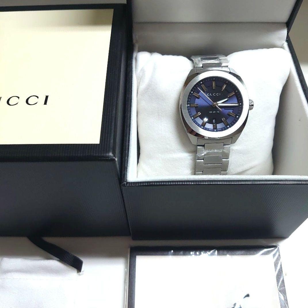 Gucci GG2570 Quartz Watch YA142303 41mm Blue Dial Date 100m Water Resistant