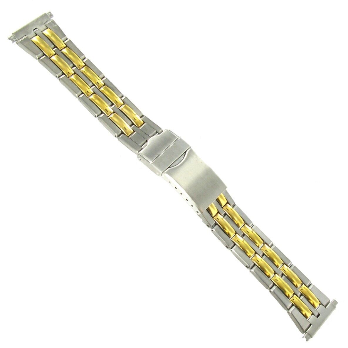 Speidel 16-22mm Two Tone Stainless Steel Deployment Fold-Over Buckle Watch Band