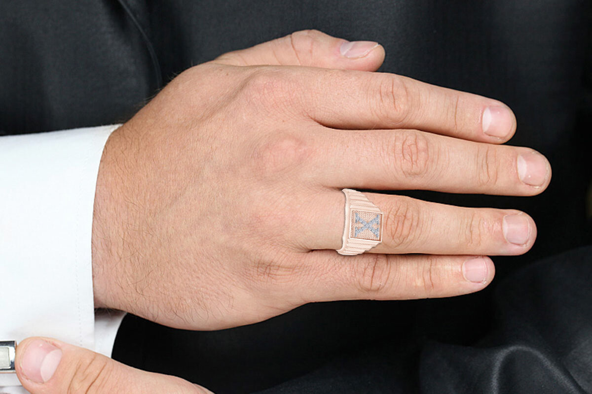 Natural Diamond Letter “X” Mens Wedding Ring Sterling Silver