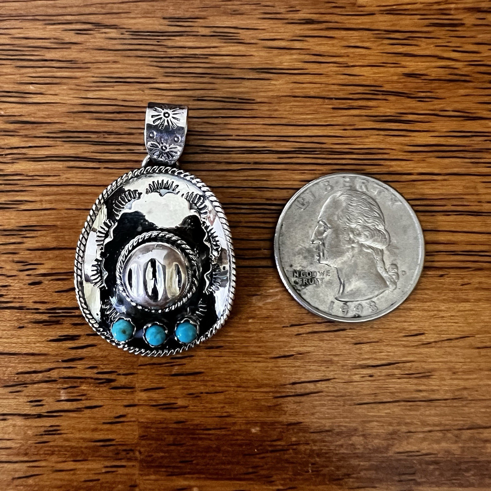 Sterling Silver Cowboy Hat Pendant Kingman Turquoise