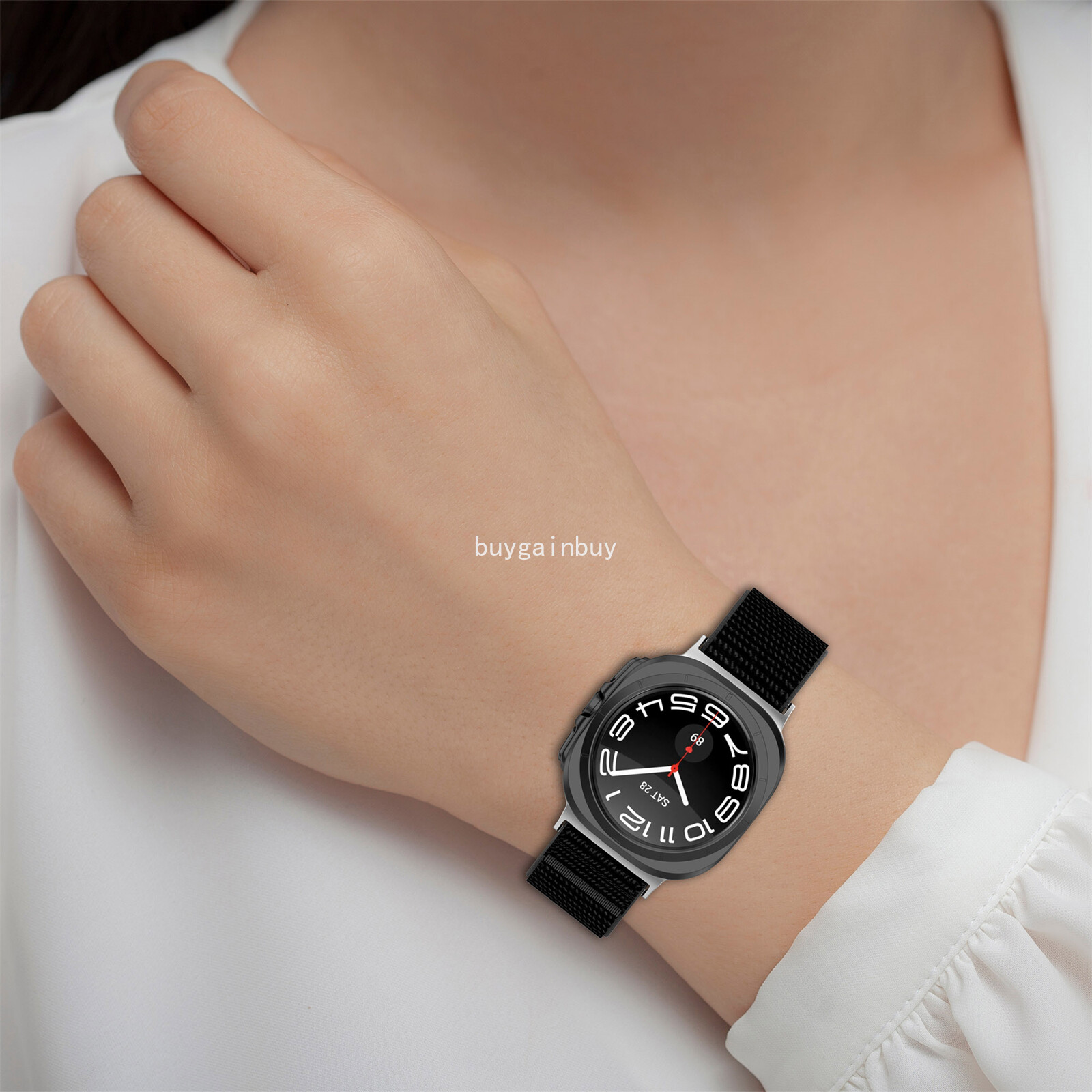 For Samsung Galaxy Watch 7 Ultra 47mm Woven Nylon Fabric Strap Bracelet Band