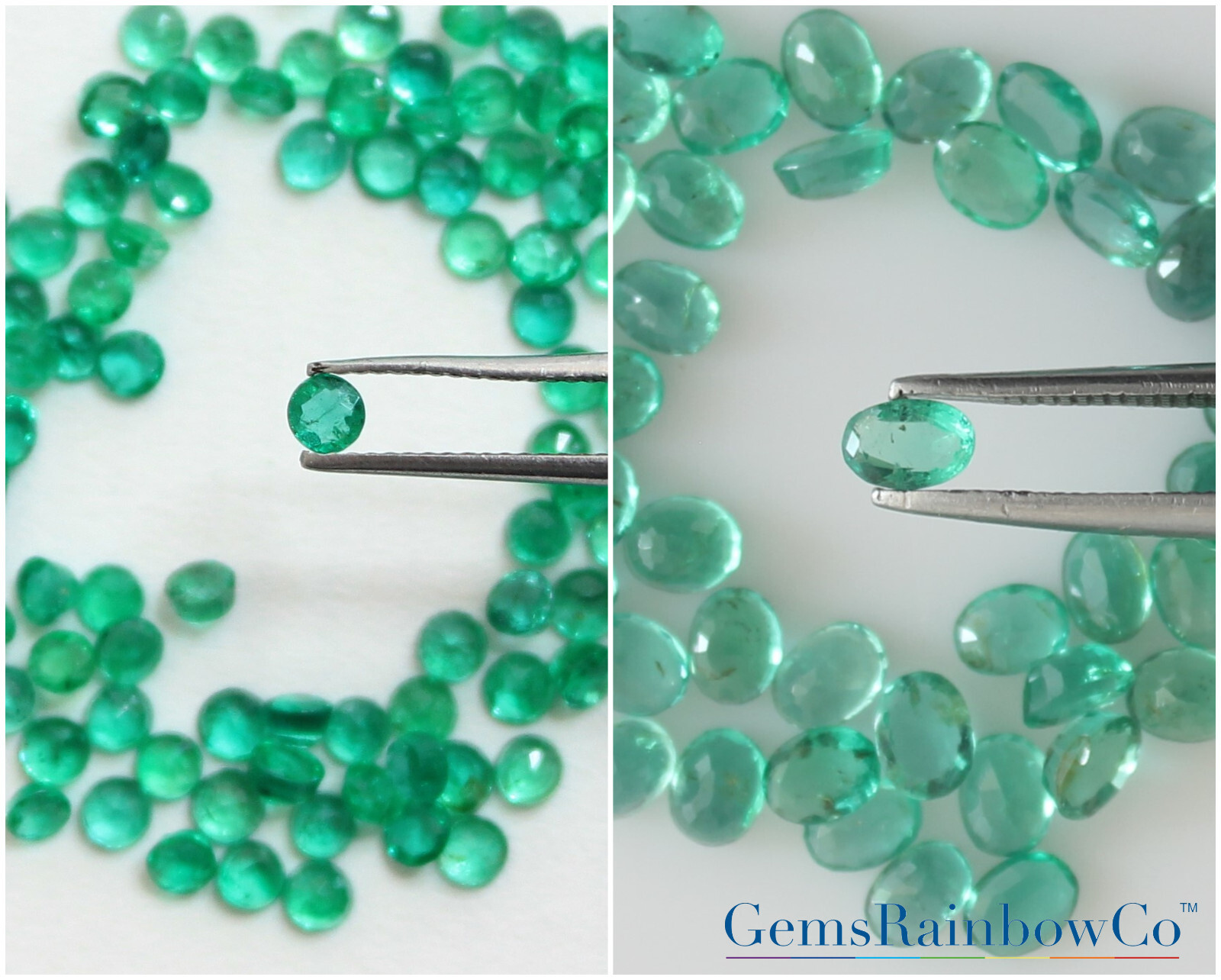 Natural Emerald Round, Oval Faceted Loose Gemstones, Green Zambian Emerald, #799