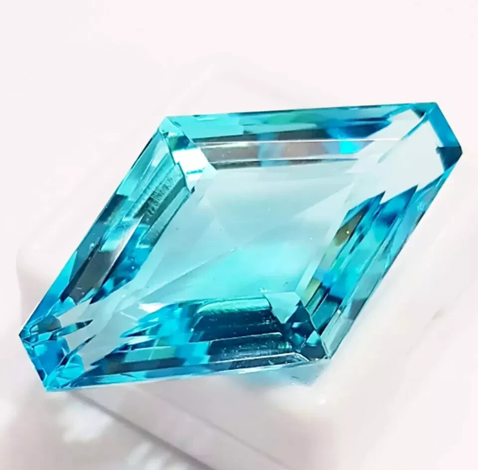 100 Ct FANCY Cut Natural Aqua Blue Topaz EGL Certified Loose Brazilian Gemstone