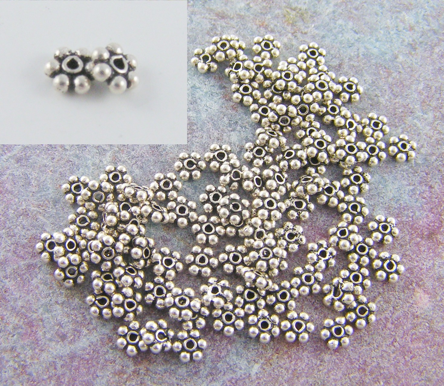 100 Bali Sterling Silver 4mm Daisy Spacer Beads