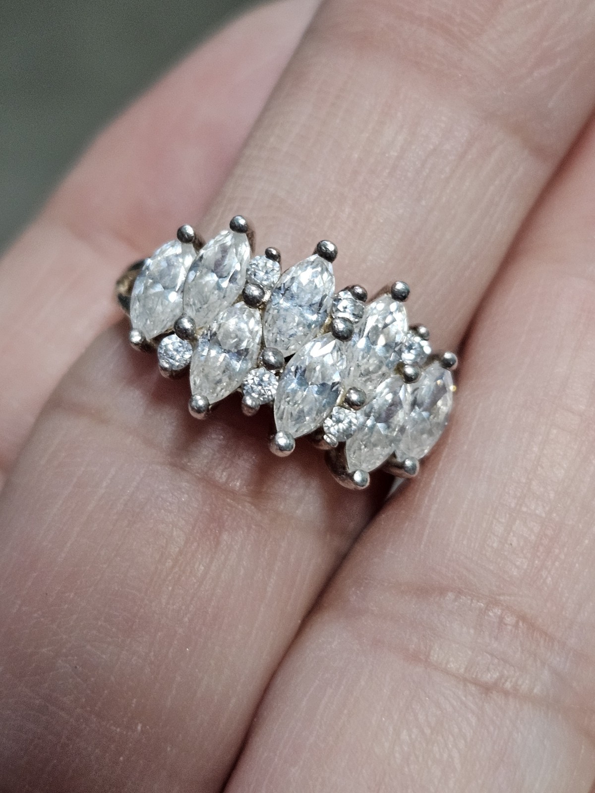 DQCZ Diamonique 925 Silver Cocktail Ring CZ Marquise SZ 7, 4g Free Shipping