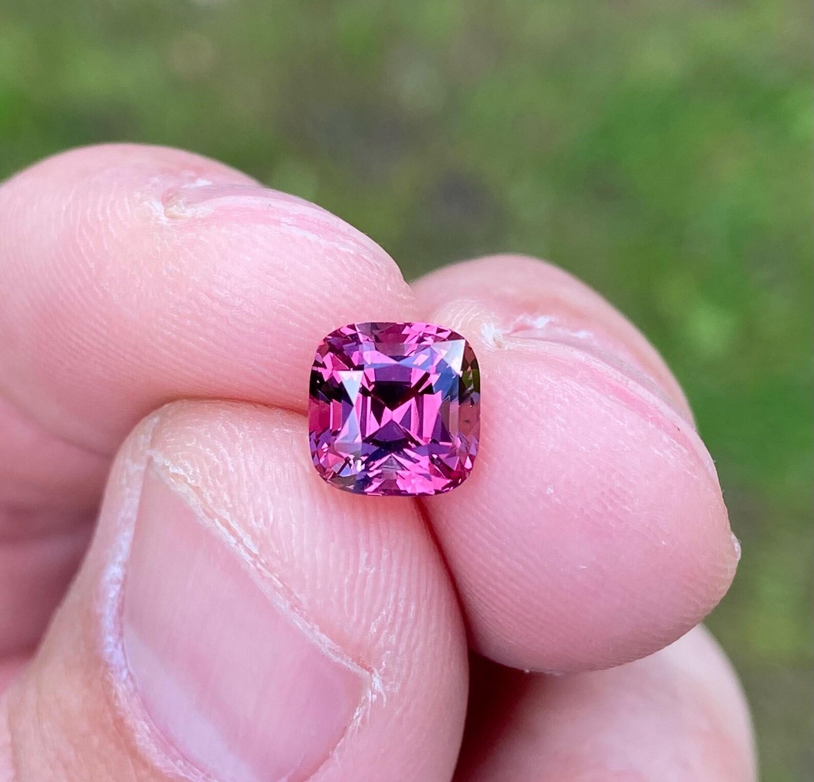 Natural Malaya Garnet Loose Gemstone 3.17 Ct., Cushion cut, Certificate GFCO