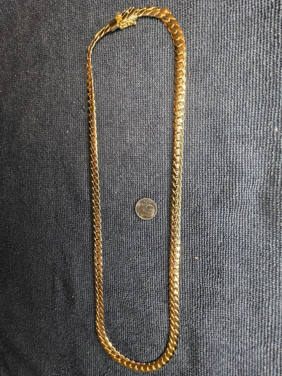 14k Yellow Gold Filled Miami Cuban Chain Necklace Box Lock Signed 24in