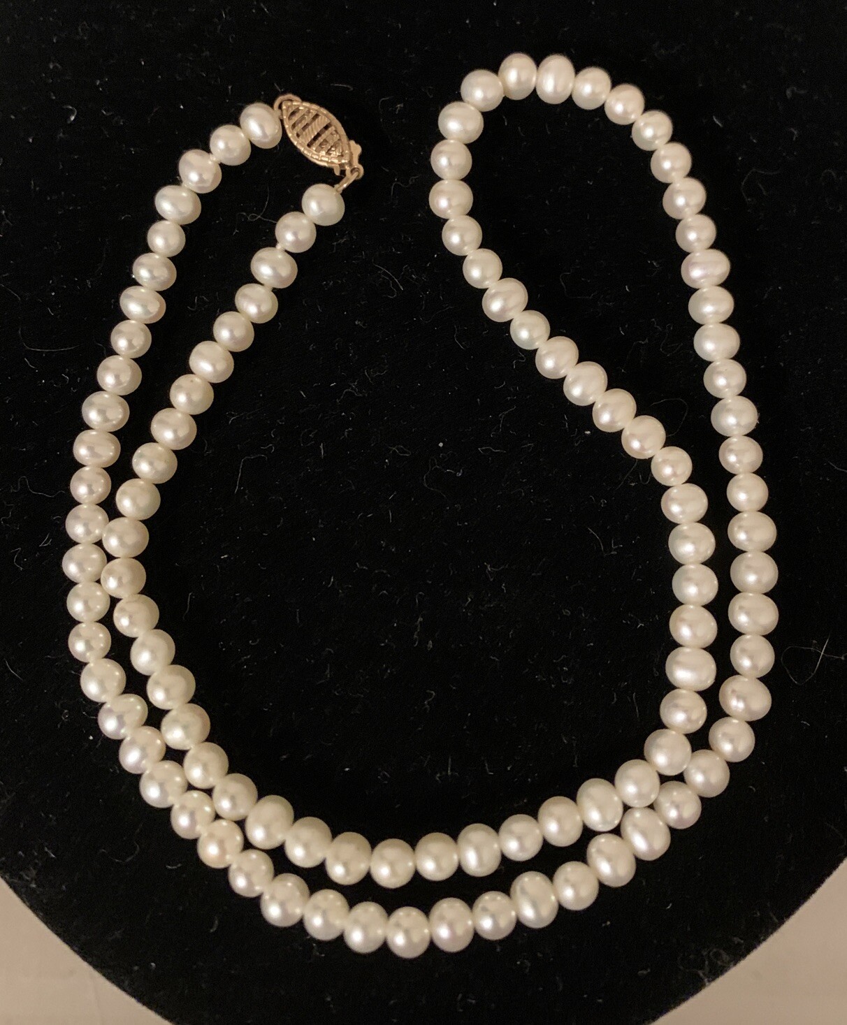 Vintage 10K Gold Cultured White Pearl Necklace 6mm 18” Timeless Classic Luxury