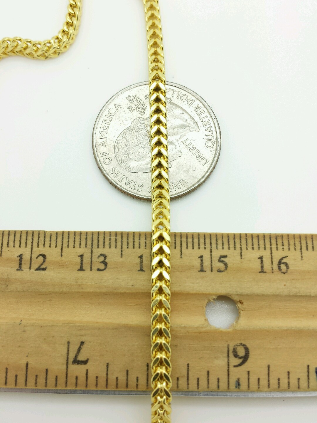 14k Yellow Gold Square Box Franco Necklace Pendant Chain 3.2mm 18-24″