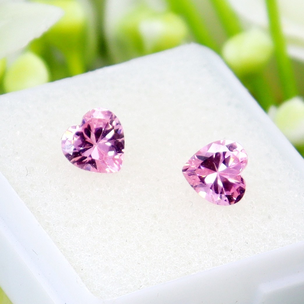 Natural SAPPHIRE Pink Lot Of 2 Pcs Heart Shape CERTIFIED Loose Gemstone 7.75 Ct