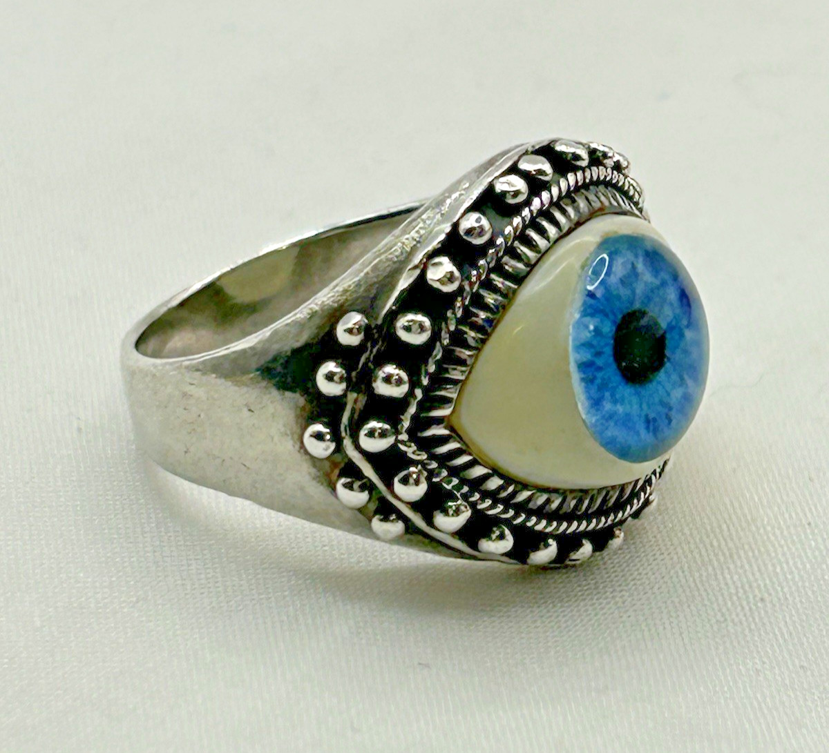 VTG Sterling Silver Human Eye Eyeball Men’s Pinky Ring Size 7.75 8.8 grams