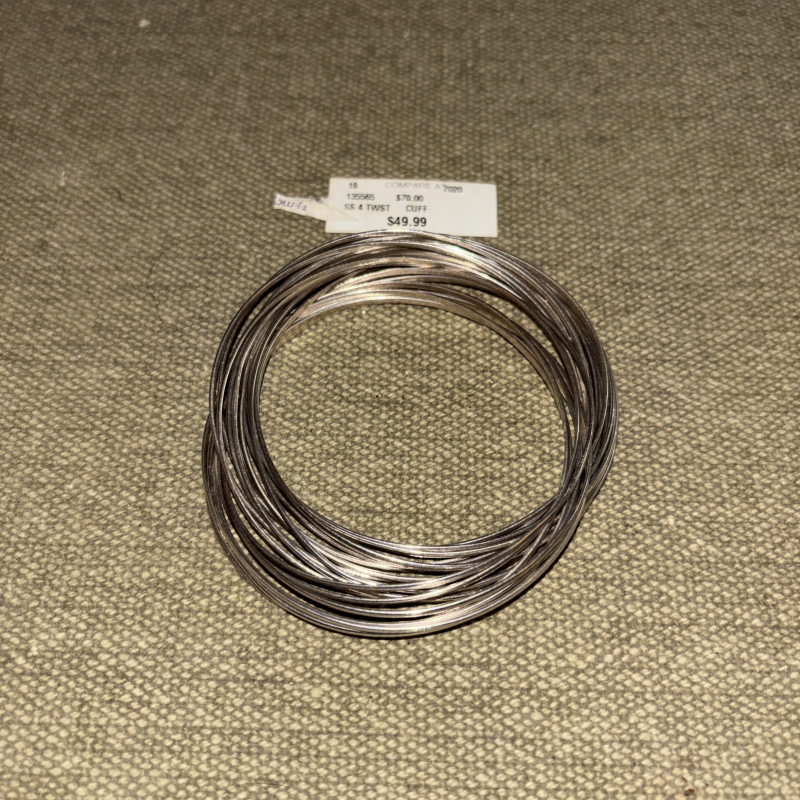 20 Pieces Twisted Wire Stainless Steel Open Cuff Women’s Bracelet 2 3/4” Across
