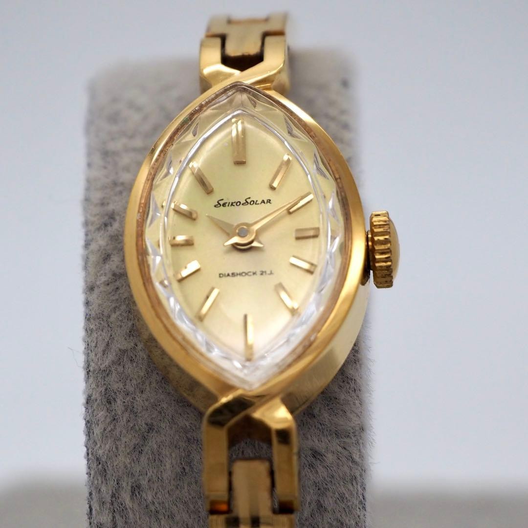 Seiko ASGP 10-7001 Solar Gold Watch Manual Wind Japan Vintage 0716218