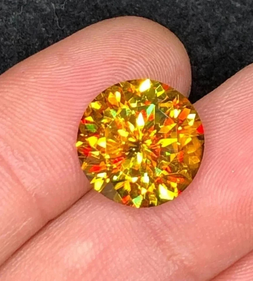 9.25 Ct+ Natural Full Fire Sphene Titanite Round Cut Certified Loose Gemstone