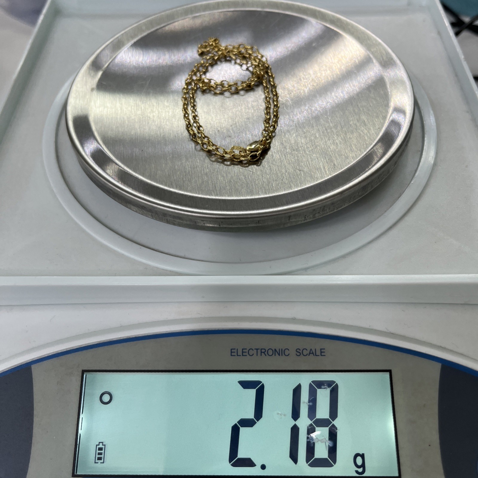 9ct 9k Yellow Gold Italian Oval Belcher Link Chain Necklace 2.18 Grams 46cm. New