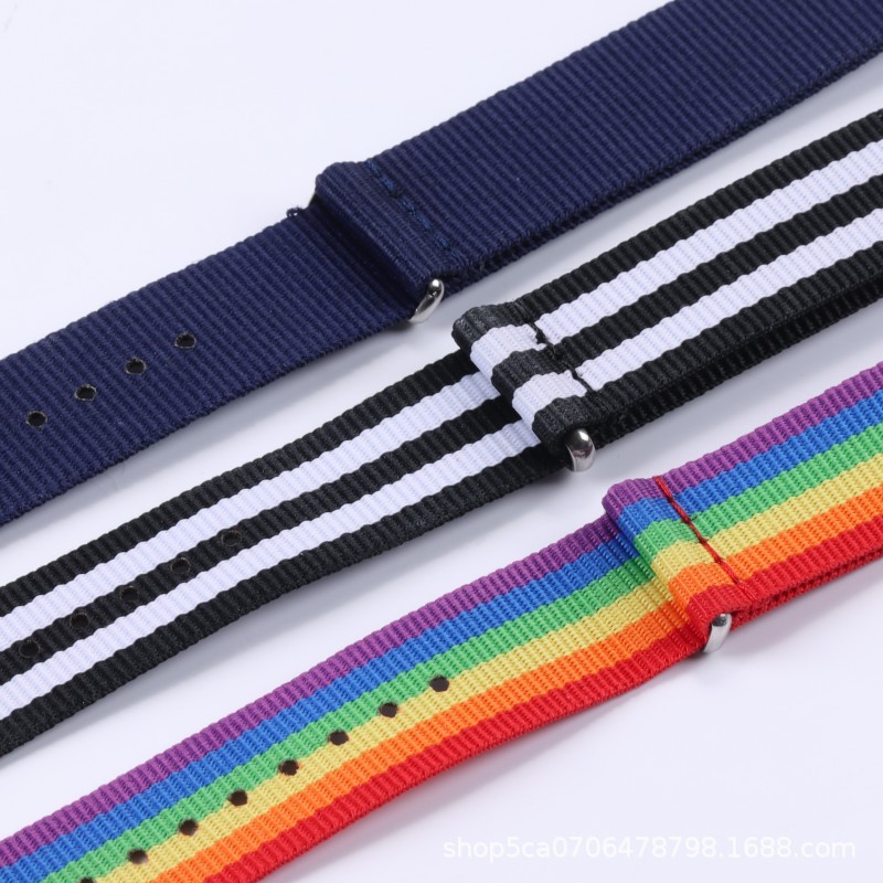 One-piece Canvas Nylon Watch Strap Single-pass Woven Wristband 14 16 18 20 22mm