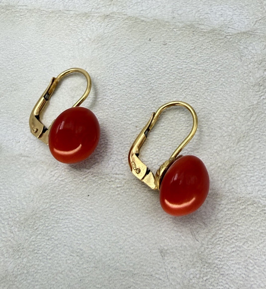 earrings earrings CORAL red MEDITERRANEAN CORAL gold 18KT GOLD-750