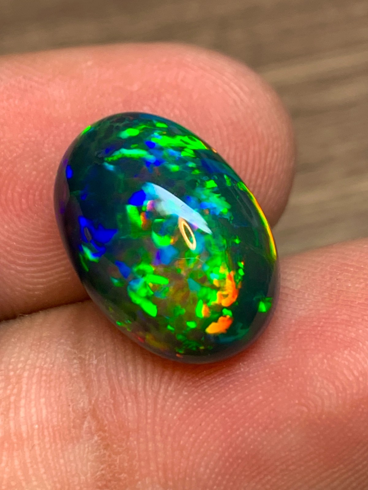 Ethiopian Black Opal Honeycomb Pin Fire 5.85 Carat Oval Cabochon Loose Gemstone