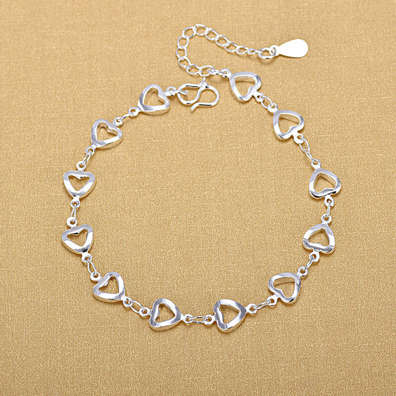 Women’s 925 Sterling Silver Open Heart Love Foot Chain Ankle Bracelet #AB48