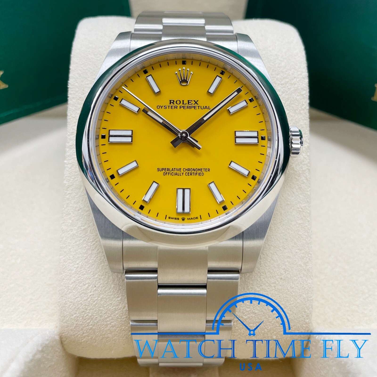 Rolex Oyster Perpetual 41mm 124300 Yellow Dial Stainless Steel Oyster Bracelet