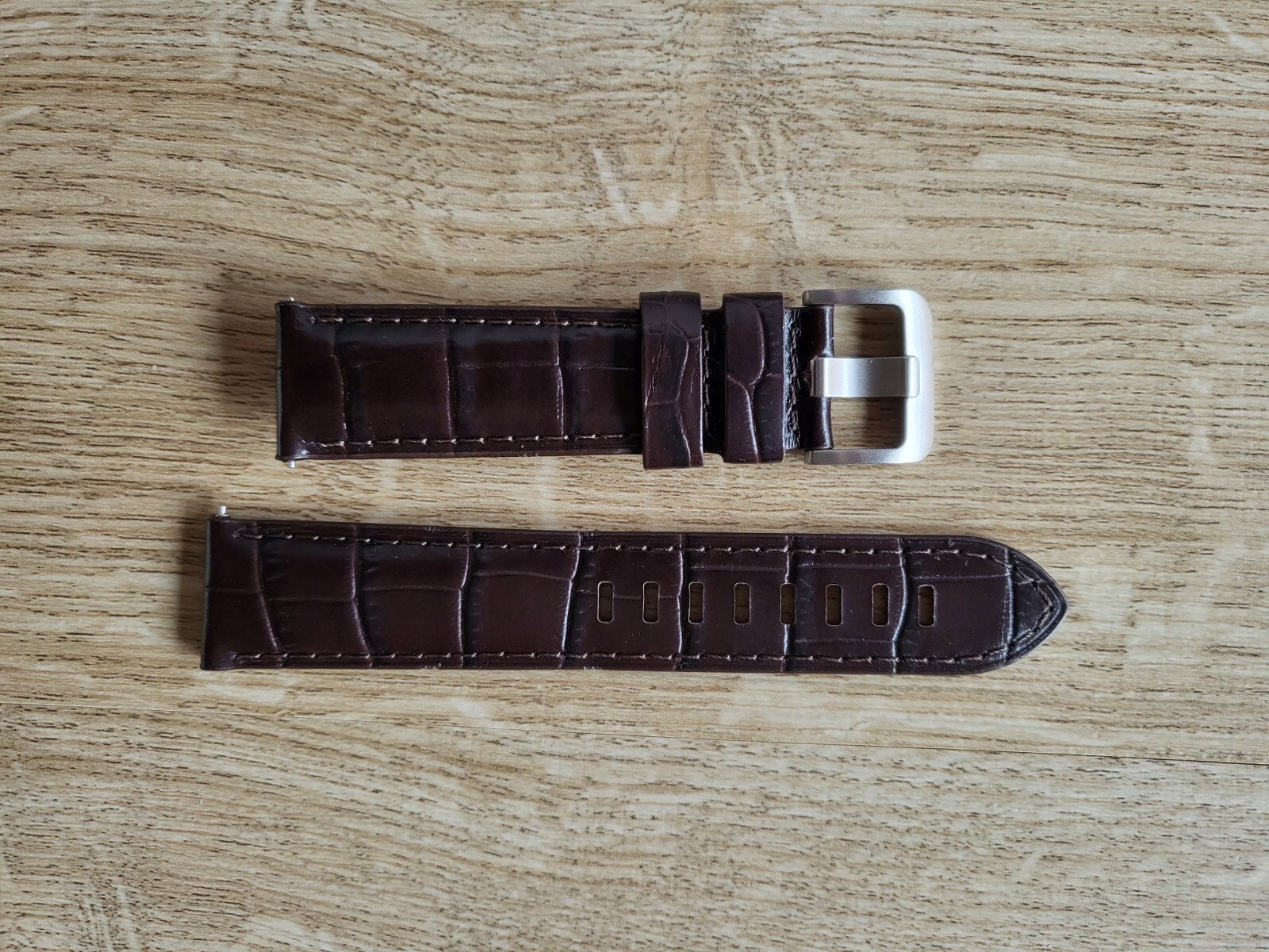 DARK BROWN GENUINE LEATHER WATCH STRAP 22MM EASY FIT HIGH QUALITY STEEL BUCKLE