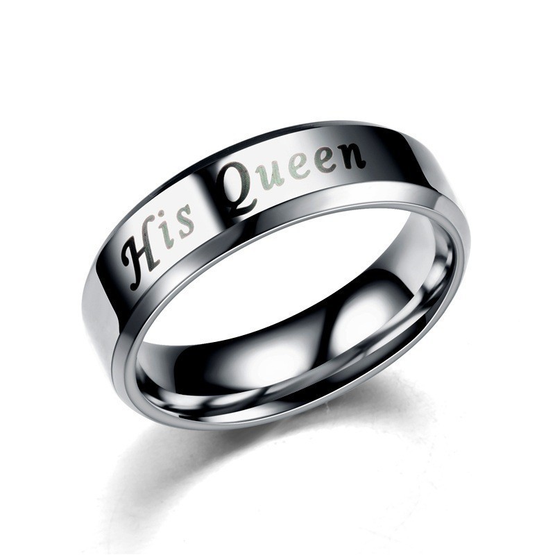 8PCS Silver Black Stainess Steel His Queen Her King Couple Rings Set 6mm Width
