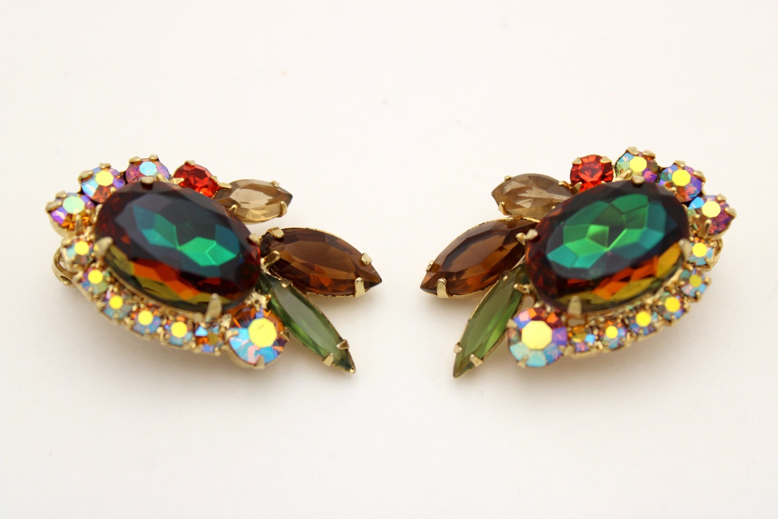 Verified 5120 D&E Juliana Fall Watermelon Heliotrope Vitrail Rhinestone Earrings