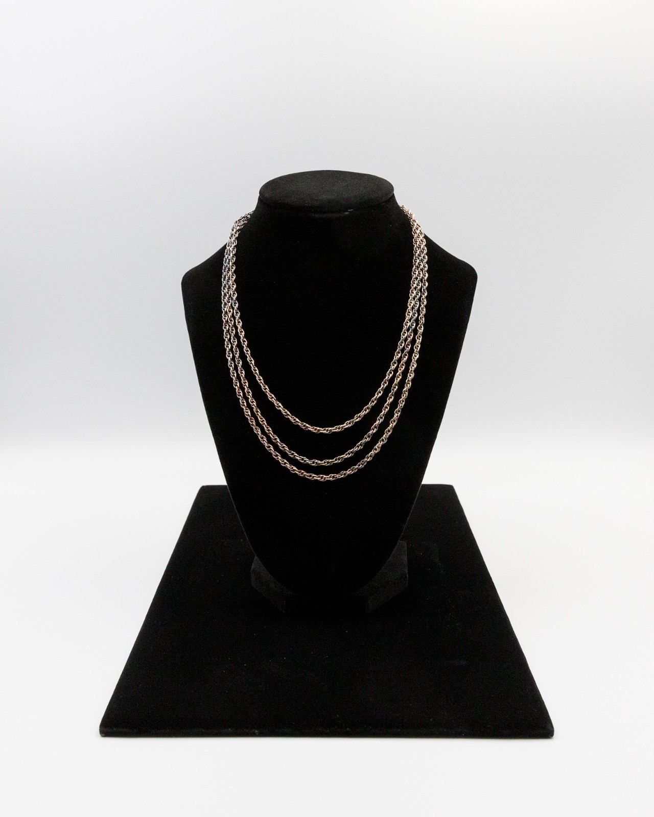 999 Pure Silver 3-Strand Layered Rope Chain Necklace 30 Grams Signed Lotus