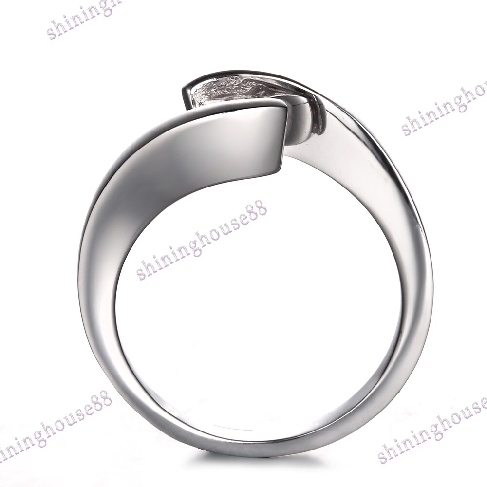 Semi Mount Tension Setting Fine Halo Ring Engagement Sterling Silver 6mm Round