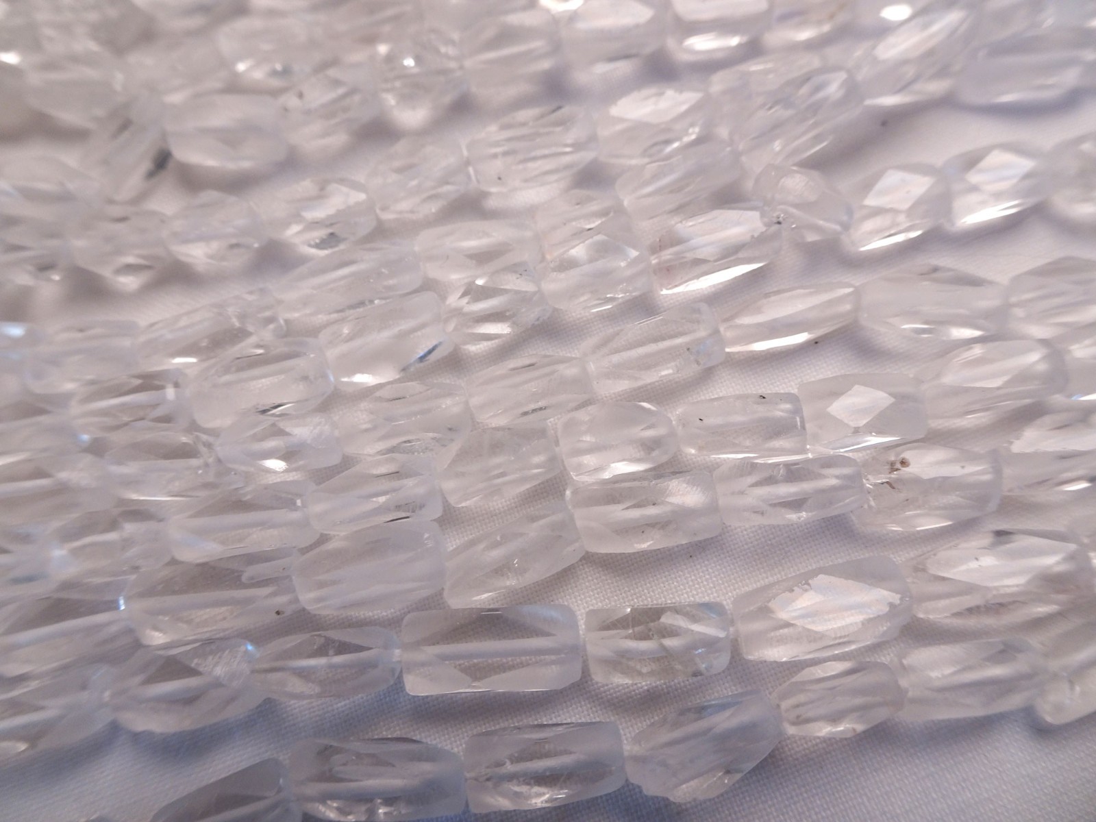 14 1/4″ Str Natural Quartz Crystal Faceted 5-9mm Long Cube Stone Beads A76 DNG