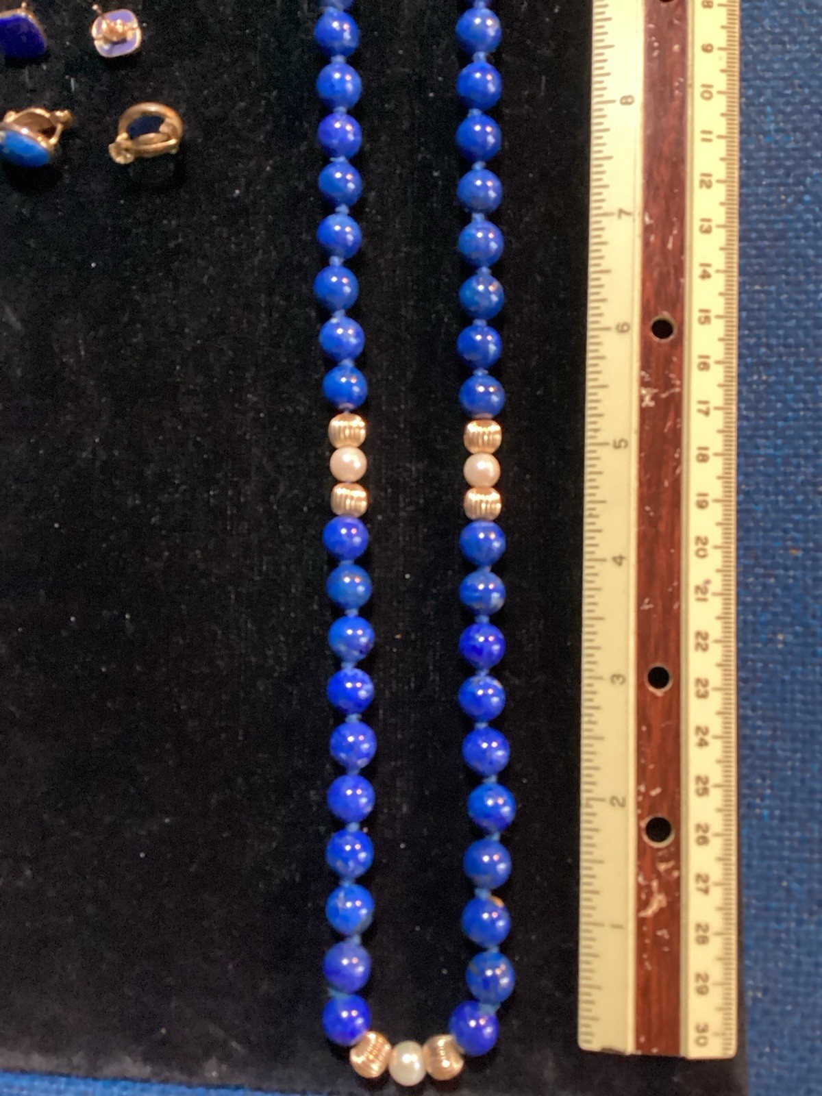 Lapis 24 Inch Long Necklace And 2 Pairs Matching Earrings In My Photos!